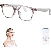 AI Bluetooth Smart Glasses, 164 Real-Time Translation Glasses for Men Women | AI Translation Free App, Music Playback, Hands-Free Calls, Clear Frame Blue Light Glasses with Speaker for Work Travel Study