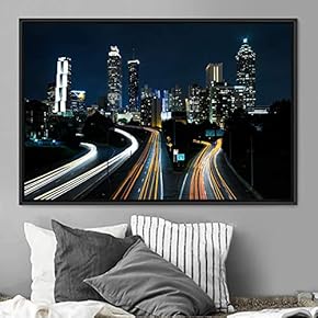 signwin Framed Canvas Wall Art City Illuminations Aerial...