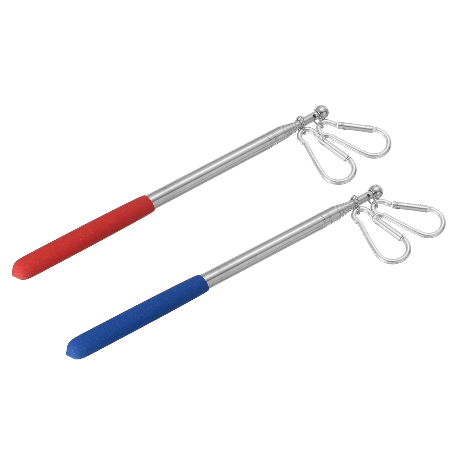 PATIKIL 3.9 Feet Telescopic Handheld Flagpoles, 2Pcs Tour Guide Flag Pole Stainless Steel Portable Collapsible Flag Pole with Clips for Teaching Pointer Training, Red, Blue