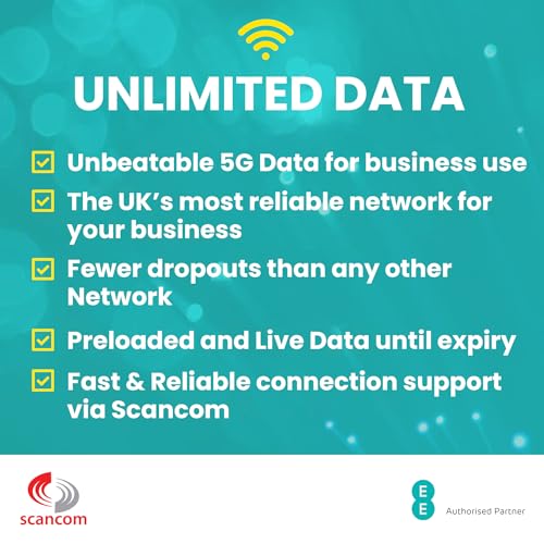 EE 5G Unlimited Data Sim Card - Preloaded each month from now until 8th JUNE 2025 - No Contract & One-off payment - Business-Grade Data Perfect for Wifi Routers, Tablets & Phones.