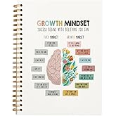 Tizzer Mental Health Growth Mindset Floral Brain Lined Hardcover College Ruled Spiral Notebook Journal for Work Notes Journaling 5.5×8.3 Inch,Mental Health Awareness Gifts