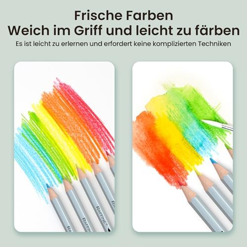 7120 Buntstifte - 36 Wasserlösliche Farben - Sechskantige Holzstifte mit Pinsel - Set für Anfänger - In einer eisernen Schachtel verpackt, leicht tragbar (D7120-36TN)