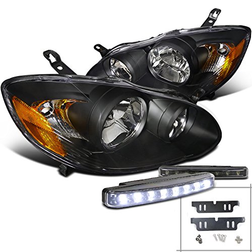 Toyota Corolla Black Diamond Headlights+White LED DRL Fog Lamp