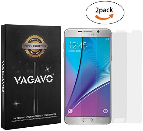 Samsung Note 5 Screen Protector,VAGAVO9H Tempered Glass Screen Protector Transparent Film HD Clear 2.5D Curved Edge To Edge 0.3mm for Samsung Note 5 (2 pack)