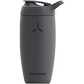Promixx Pursuit Shaker Bottle New Edition– Insulated Stainless Steel Water Bottle and Shaker Cup, 18oz, Graphite Gray