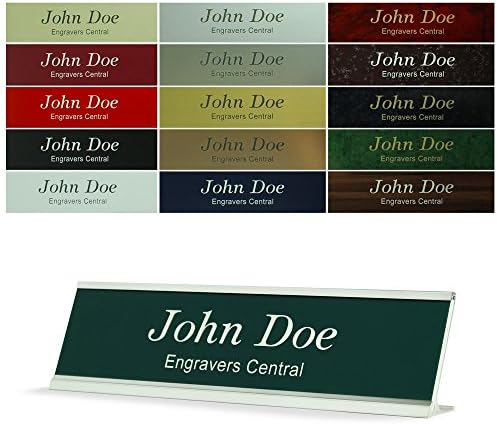 Personalized Name Plate With Wall or Office Desk Holder - 2x8 - CUSTOMIZE (Pine (Green) / White Letters)