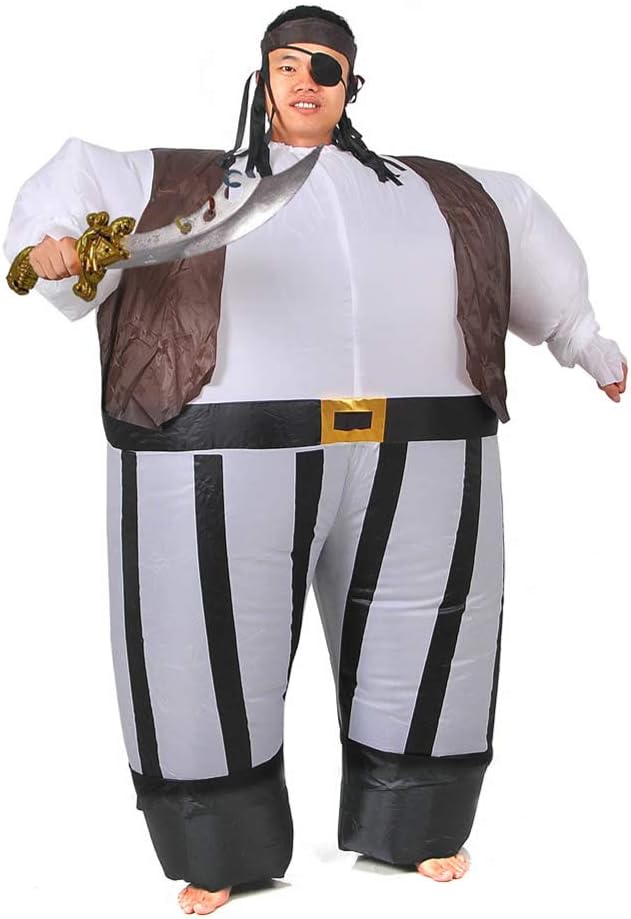 RHYTHMARTS Inflatable Pirate Costume Christmas Halloween Christmas Costumes Jumpsuits Fancy Dress Cosplay Party Costumes (Pirate Black)