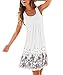AELSON Womens Summer Casual Sleeveless Mini Printed Vest Dresses,White,X-Large