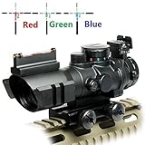 UUQ Prism 4x32 Red/Green/Blue Triple Illuminated Rapid Range Reticle Rifle Scope W/Top Fiber Optic Sight and Weaver Slots UUQ Prism 4x32 Red/Green/Blue Triple Illuminated Rapid Range Reticle Rifle Scope W/Top Fiber Optic Sight and Weaver Slots