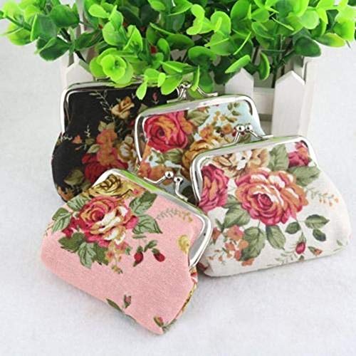 image for Aland Vintage Flower Canvas Women Hasp Clutch Buckle ❁ Coin Purse 
