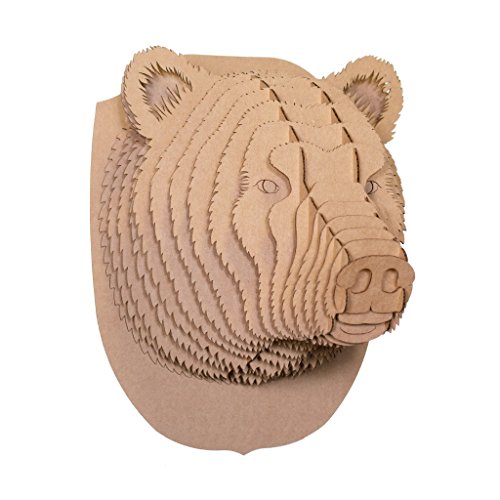 Cardboard Safari Recycled Cardboard Animal Taxidermy Bear Trophy Head, Stewart Brown Small