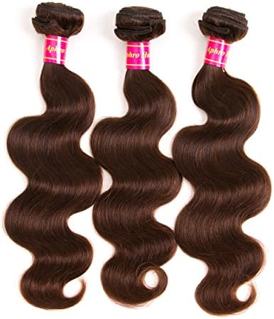 Aphro Hair 3 Bundles Brazilian Body Wave Bundles Deals Brazilian Hair Bundles Virgin Human Hair Weave Bundles for Black Women Light Brown Color #4(12 12 12)