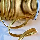 Cord-Edge -Piping Trim Yellow Satin -Lip Cord for Clothing Pillows, Lamps, Draperies 10 Yards (Metallic Gold)