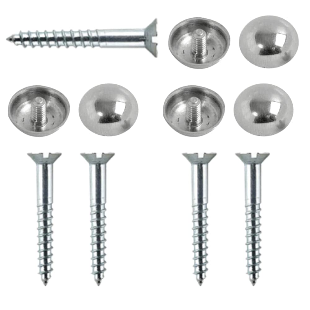 32mm Mirror Screws with Chrome Dome Caps – Decorative Cover Cap Set for Mirrors, Glass Signs, Wardrobes and Tables (Pack of 8)
