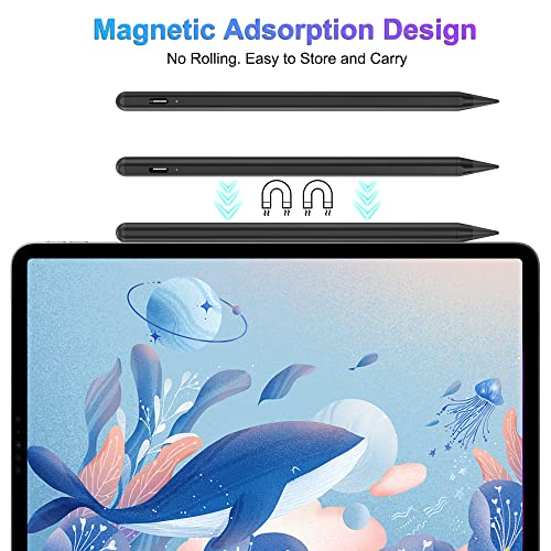 Stylus Pen for iPad with Palm Rejection, Apple Pencil 2nd Gen with Magnetic Design, iPad Pencil Compatible with 2018-2023 iPad Pro 11/12.9, iPad Mini 5/6, iPad Air 3/4/5, iPad 6/7/8/9/10(Black)