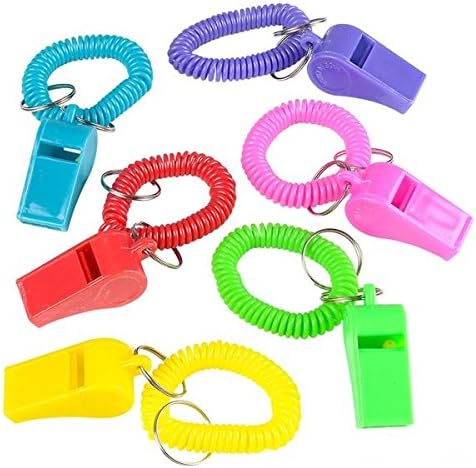 Funeez "24" Colorful Spiral Bracelet and Keychain Whistles Fun Noise Making Whistles Toy for Kids!