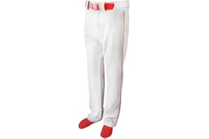 Martin Sports Youth Baseball Pants with Piping (White with Red Piping, YL)