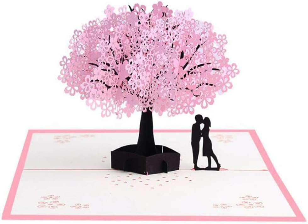 Tafeiya 3D Mother's Day Card, Pop Up Card with Envelope Cherry Blossom Card, Springtime Card, Anniversary, Graduation Card, Romance Card,Wedding Card
