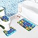 WONDERTIFY Bath Mat,Underwater,Ocean Tropical Fish Coral Undersea World Fish Bathroom Carpet Rug,Non-Slip 3 Piece Bathroom Mat Set