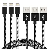 Aonsen iPhone Cable,3Pack 10FT Nylon Braided Charging Cord 8 Pin to USB Lightning Cable Charger for iPhone 7/SE/5/5s/6/6s/6 Plus,iPad Air/Mini,iPod,Compatible with iOS10(White-Black)