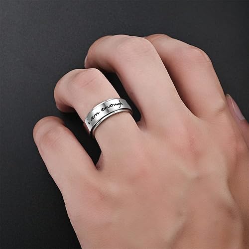 OIDIMS I am Enough Inspirational Message Rings Minimalist Spinner