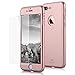 iPhone 7 Plus Case,MYRIANN Ultra Slim Full Body Coverage Protection Hard Case with Tempered Glass Screen Protector for iPhone 7 Plus(Rose Gold)