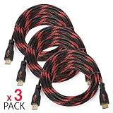 BAM 3 Pack High Speed 4K HDMI Cables - 25' Long