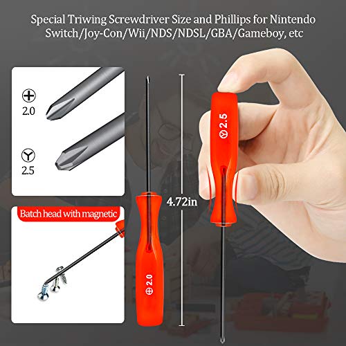 E.Durable Gamebit Set, 3.8mm and 4.5mm Security Screwdriver Game Bit Set for Nintendo Switch 3DS N64 Console Wii U Sega Master Genesis 32x, Game Cube Console,etc - Lifetime Warranty