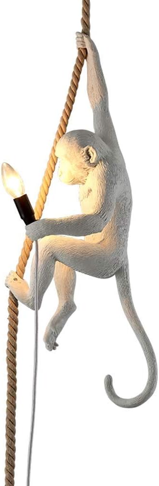 HTL Vintage Harz Affen Anhänger Licht, Hanfseil Flush Mount