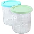 XL Family Size Ice Cream Pint Containers, Compatible with Ninja NC501 CREAMi Deluxe 11-in-1 Ice Cream & Frozen Treat Maker and model: NC500, NC501, NC501H, NC501HBL and NC501HGN. (Blue/Green)