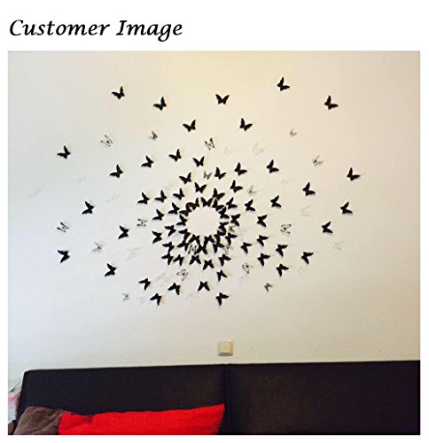 Luxbon 100Pcs 3D Cardboard Paper Butterfly Matt Effect Wall Decoration Stickers Art Crafts Decal Butterflies Home DIY Improvement Decor Mural Black - Thumbnail 4