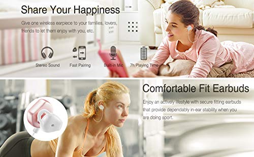 Bluetooth Sports Wireless Headphones, Running Wireless Headphones lightweight Earphones Noise Canceling in Ear Magnetic Earbuds for Running, Cycling, Gym, Travelling and More (Rose Gold)