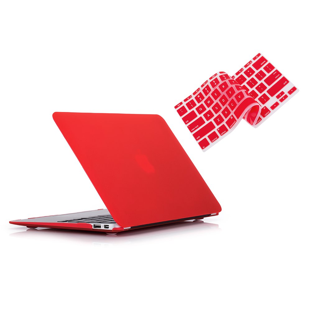 RUBAN Case Compatible with MacBook Air 11 Inch Release (A1370/A1465) - Slim Snap On Hard Shell Protective Cover and Keyboard Cover for MacBook Air 11, Red
