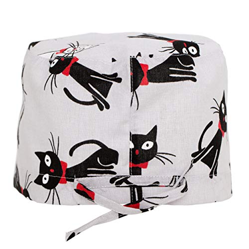 Women's and Men's Scrub Cap Scrub Hat One Size Multiple Color Cats (Gray) - Thumbnail 2