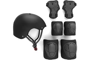 Kids Skateboard Bike Helmet Pads Set Protective Gear from Rude Boyz - Knee Pads Elbow Pads Wrist Pads Set for Youth Boys Girls