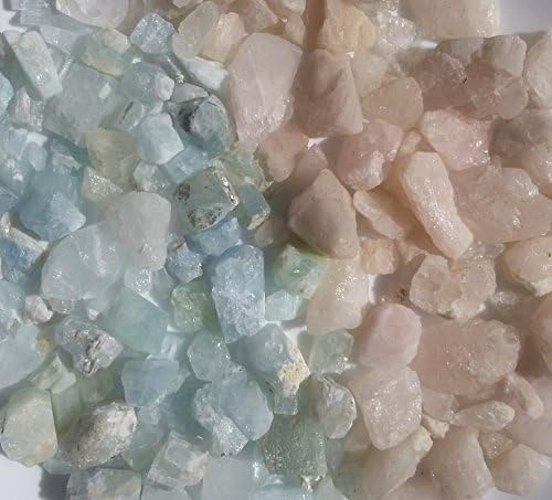 Gemstone Farmer Picked: 1/8 LB Light Pink Morganite and Sky Blue Aquamarine Rough Beryl Crystal Mix