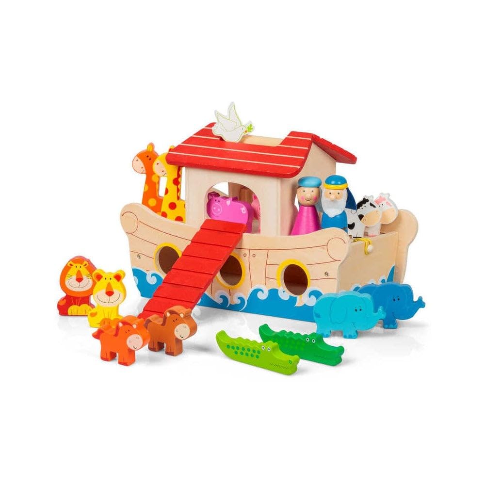 Tobar Wooden Noah's Ark Playset with 17 Painted Figures