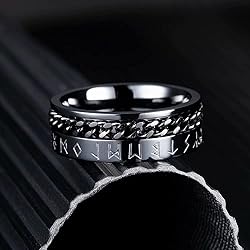 King Will 8mm Black Spinner Ring Cuban Chain Viking