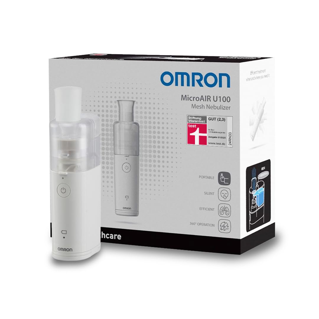 OMRON MicroAir U100 Tragbares Inhaliergerät. Kompakt, leise Inhalationsgerät für Erwachsene und Kinder, effektiv bei Atemwegserkrankungen von Erkältung bis Asthma.
