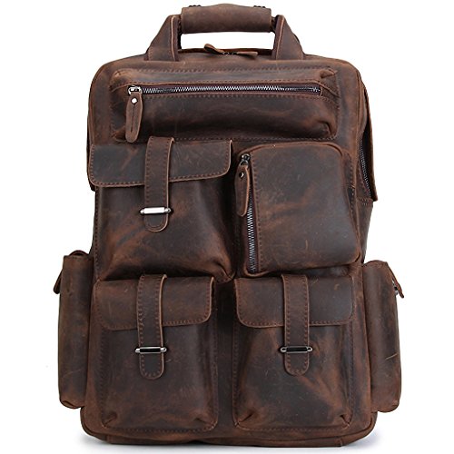 Kaukko Bags Kenox 17.3" Mens Genuine Leather Laptop Backpack Multi