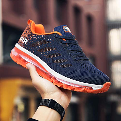 UPSOLO Mens Walking Casual Air Cushion Cross Trainer Shoes Trail Running Fitness Footwear Mesh Soft Sole Breathable Jogging Outdoor Sports Sneakers(833 Orange 38)