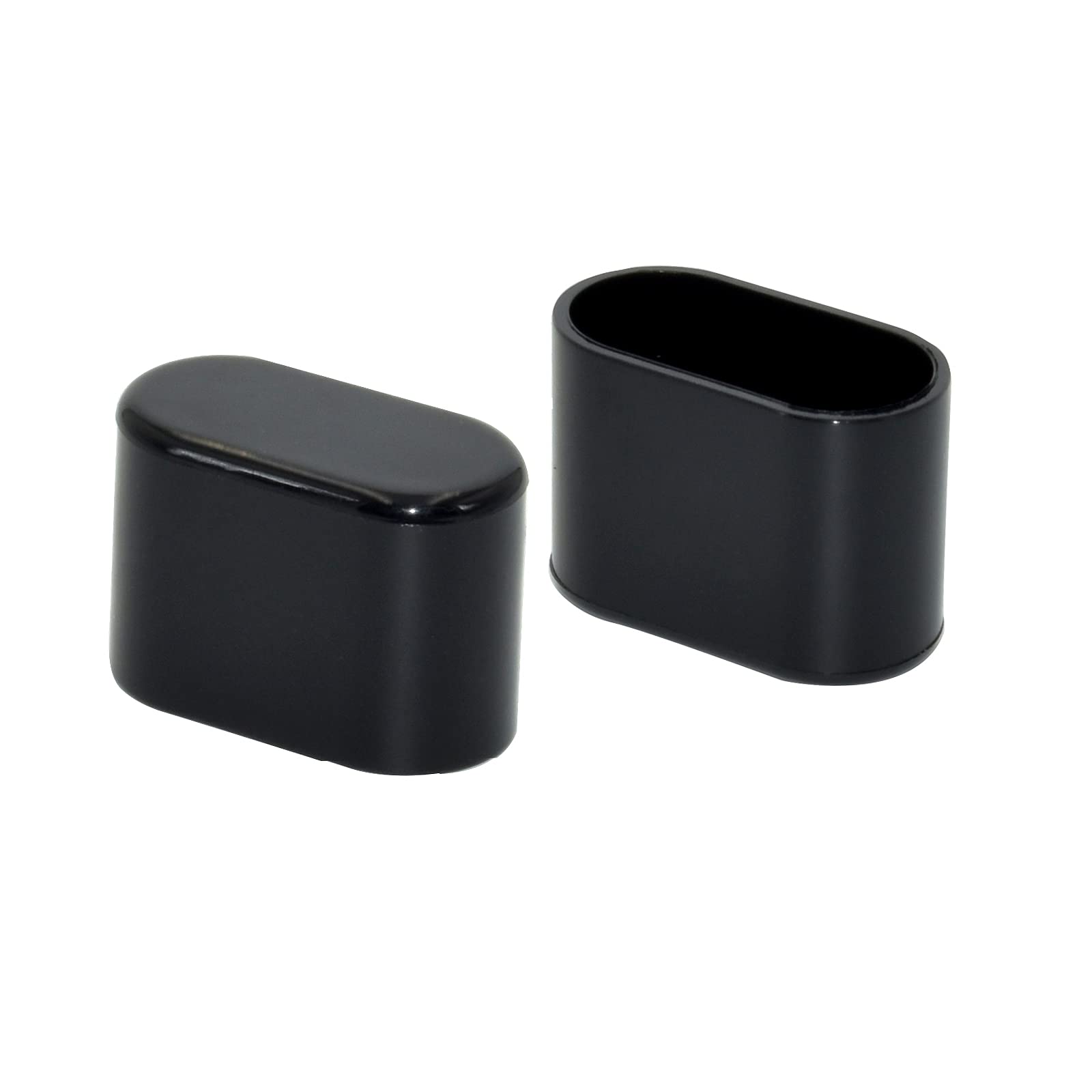 Flyshop 8Pcs Chair Leg Caps Bright Black Soft PVC Floor Protectors Oval Furniture Table Covers 13/16" X 1-9/16" (20 x 40mm)