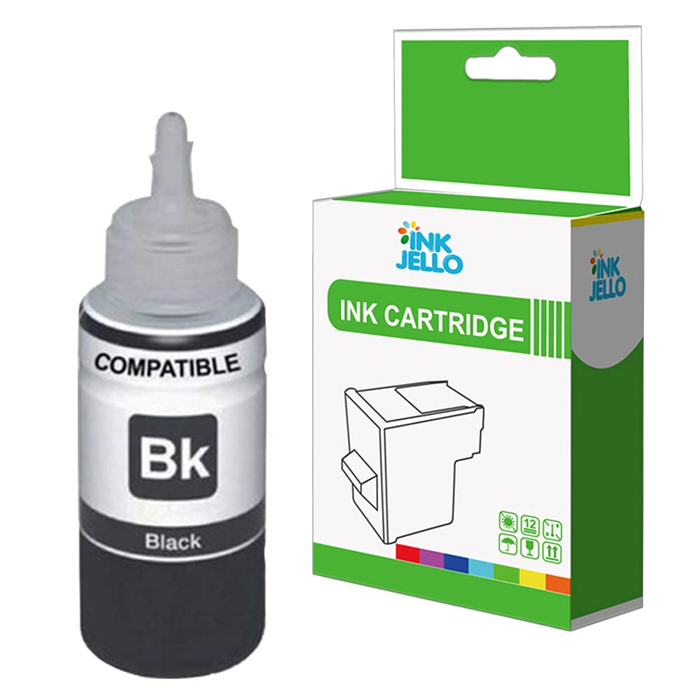 InkJello Ink Bottle Refill For Printer, Compatible With ET-2710 ET-2711ET-2712 ET-2714 ET-2715 ET-2720 ET-2726 ET-4700 104 (Black)