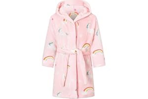 SRVNFBKT Boys Girls Bathrobes, Kids Hooded Bathrobes Plush Soft Flannel Robes Sleepwear Gift for Boys Girls