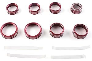 Cndoci37 Auto Inner Cover Trim AC Control Rings Decoration, Interior Center Panel Console Switch Knobs Button Cover Trim 8PCS