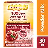 Emergen-C Dietary Supplement Drink Mix with 1000 mg Vitamin C, 0.30 Ounce Packets, Caffeine Free (Cranberry-Pomegranate Flavor, 30 Count)