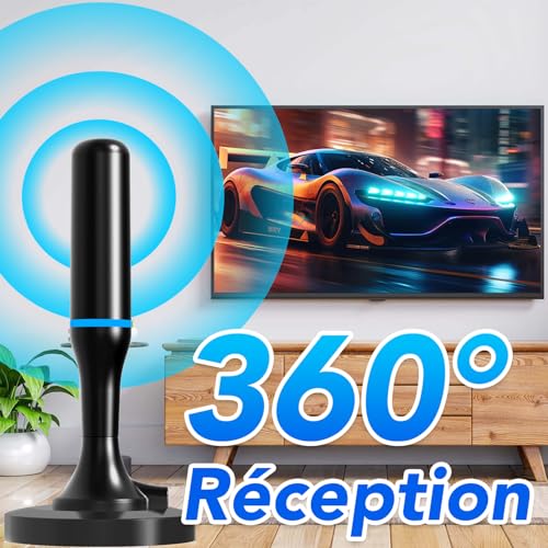 Indoor TV Antenna, Powerful TNT HD Indoor TV Antenna, Amplified Indoor Smart TV TNT Antenna, 4K 1080P TNT Antennas for Local Channels, Magnetic Base, 3m Cable (Blue)