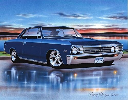1967 Chevelle SS Hardtop Muscle Car Art Print Blue 11x14 Poster
