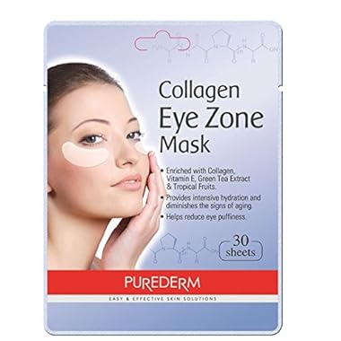 Deluxe Collagen Eye Mask Collagen Pads For Women By Purederm 2 Pack Of 30 Sheets/Natural Eye Patches With Anti-aging and Wrinkle Care Properties/Help Reduce Dark Circles and Puffiness