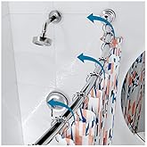 Rotating Curved Shower Rod Brushed Nickel - Flips In and Out GREAT for Small Bathrooms Curved Shower Rod - No Rust Stainless 